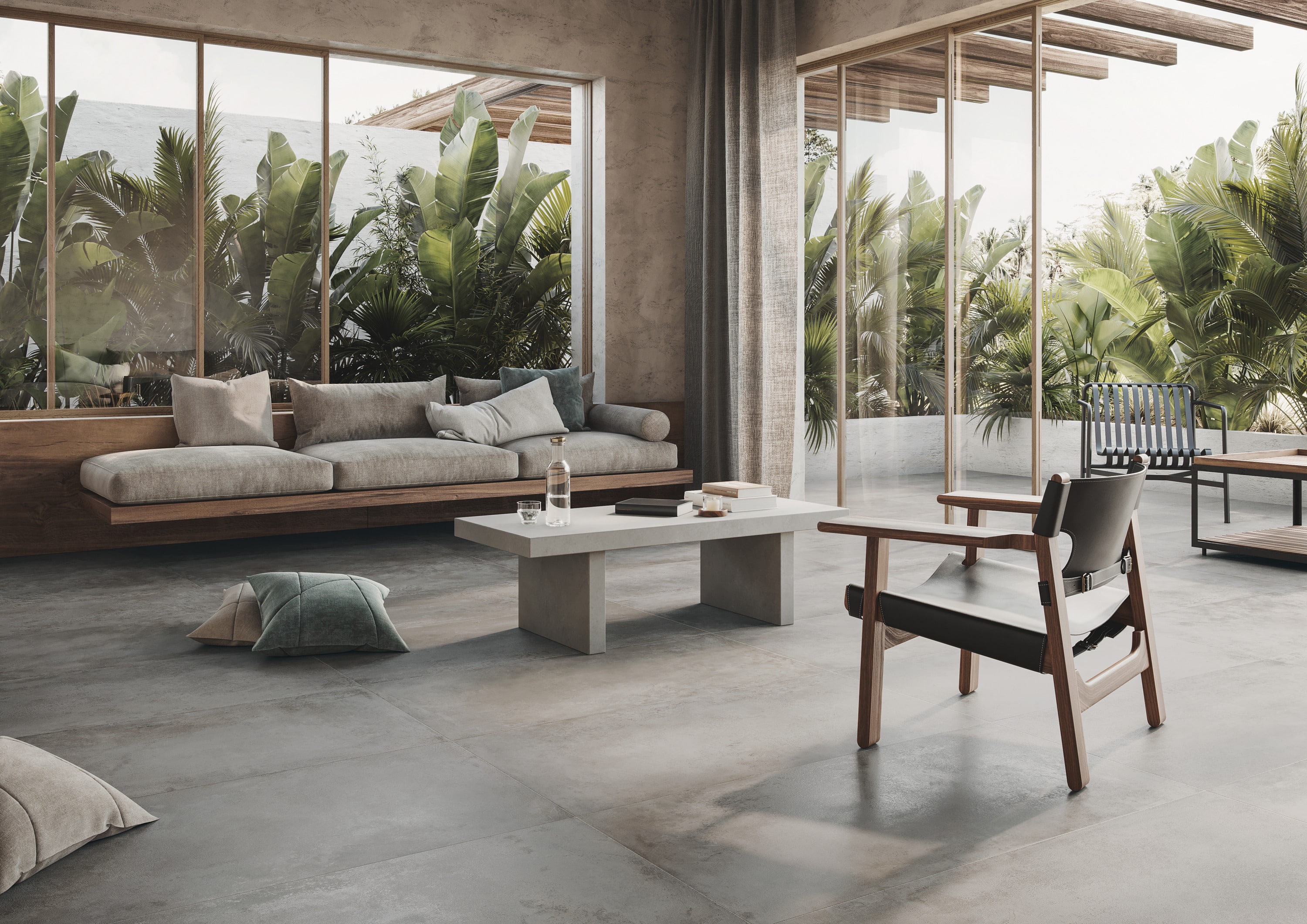 La collezione Roots di Ragno si contraddistingue per le superfici a base cemento dall’estetica volutamente lievemente imperfetta, nelle colorazioni White, Grey, Beige, Multicolor. Adatta in interno e in esterno, per superfici senza soluzione di continuità, la linea è realizzata con la finitura morbida al tatto ma antiscivolo StepWise e con CleanOut Antibacterial Protection, protezione integrata che elimina microbi e batteri. La finitura superficiale può essere scelta naturale, outdoor e matt. Formati 30/60x60 cm, 30x90 cm, 60x120 cm. Nella foto Roots Multicolor rettificato 60x120 cm, prezzo a partire da € 47 euro/mq. www.ragno.it