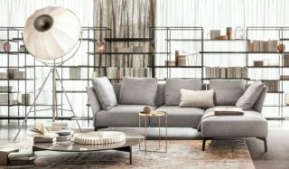 divano tre posti penisola tessuto grigio piedini sezione piatta metallo bronzato cuciture jermyn lema divano tre posti penisola tessuto grigio piedini sezione piatta metallo bronzato cuciture jermyn lema