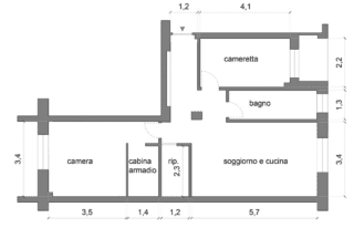 planimetria progetto con quote bilocale trasformato in trilocale planimetria progetto con quote bilocale trasformato in trilocale