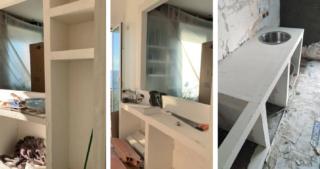 Rasatura dei vani a gesso e prova del lavandino Rasatura dei vani a gesso e prova del lavandino