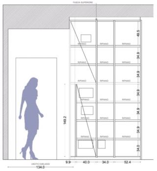 sezione frontale armadio su misura