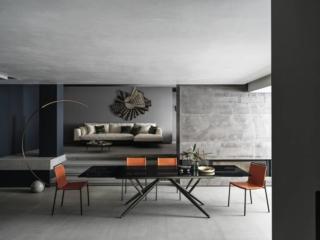 tavolo-rettangolare-allungabile-piano-cristallo-trasparente-fume-struttura-acciaio-laccato-nero-opaco-bridge-bontempi tavolo-rettangolare-allungabile-piano-cristallo-trasparente-fume-struttura-acciaio-laccato-nero-opaco-bridge-bontempi