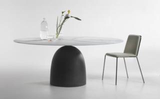 tavolo rotondo basamento monolitico cemento grigio antracite piano marmo janeiro lago tavolo rotondo basamento monolitico cemento grigio antracite piano marmo janeiro lago