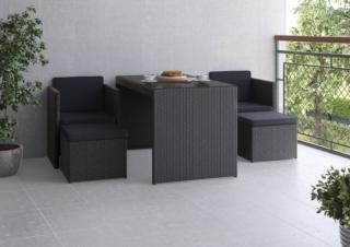 arredare balcone piccolo set pranzo tavolo rettangolare poltroncine pouf rattan sintetico marrone hazelton obi arredare balcone piccolo set pranzo tavolo rettangolare poltroncine pouf rattan sintetico marrone hazelton obi