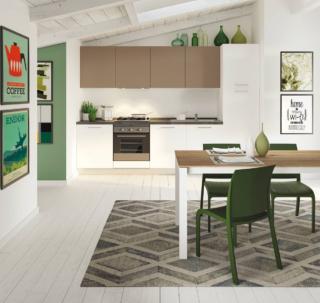 Compatto e lineare il modello Pratica 24 di La Casa Moderna che accosta alle ante lisce delle basi e della colonna in nobilitato bianco quelle dei pensili color nocciola. Il top e l'alzatina sono realizzati in laminato; lo zoccolo è in acciaio. Le dimensioni contenute permettono di collocarla anche in una mansarda. Un modulo base da 60 cm con un' anta, apertura con maniglia, zoccolo, top in laminato, prezzo a partire da 245 euro. www.lacasamoderna.com Compatto e lineare il modello Pratica 24 di La Casa Moderna che accosta alle ante lisce delle basi e della colonna in nobilitato bianco quelle dei pensili color nocciola. Il top e l'alzatina sono realizzati in laminato; lo zoccolo è in acciaio. Le dimensioni contenute permettono di collocarla anche in una mansarda. Un modulo base da 60 cm con un' anta, apertura con maniglia, zoccolo, top in laminato, prezzo a partire da 245 euro. www.lacasamoderna.com