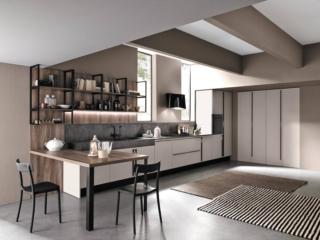 cucina sotto due finestre ante laminato chiaro elemento a giorno tavolo marina 3.0 febal casa cucina sotto due finestre ante laminato chiaro elemento a giorno tavolo marina 3.0 febal casa