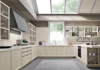 cucina sotto finestra golfo ante frassino decape laccato opaco beige cappa camino tosca stosa cucina sotto finestra golfo ante frassino decape laccato opaco beige cappa camino tosca stosa