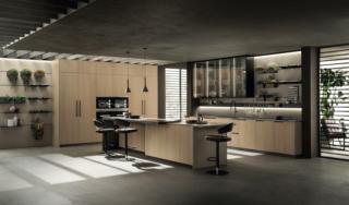 La cucina Mia by Carlo Cracco di Scavolini è dominata dalla presenza della grande isola centrale con piano snack e dall'armadiatura con colonne a parete. Sopra la zona lavello trova posto la vetrina formata dai pensili verticali, con le ante a telaio in alluminio finitura Acciaio Scuro e vetro Stopsol chiaro, dotata di luce integrata, che accoglie gli accessori da cucina. Il piano dell'isola è in Quarz Coral e Acciaio Scuro per l'area snack. Prezzo su richiesta. www.scavolini.com La cucina Mia by Carlo Cracco di Scavolini è dominata dalla presenza della grande isola centrale con piano snack e dall'armadiatura con colonne a parete. Sopra la zona lavello trova posto la vetrina formata dai pensili verticali, con le ante a telaio in alluminio finitura Acciaio Scuro e vetro Stopsol chiaro, dotata di luce integrata, che accoglie gli accessori da cucina. Il piano dell'isola è in Quarz Coral e Acciaio Scuro per l'area snack. Prezzo su richiesta. www.scavolini.com