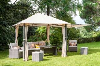 gazebo estensibile lateralmente telaio acciaio copertura poliestere ecru teli scorrevoli lindsborg obi gazebo estensibile lateralmente telaio acciaio copertura poliestere ecru teli scorrevoli lindsborg obi