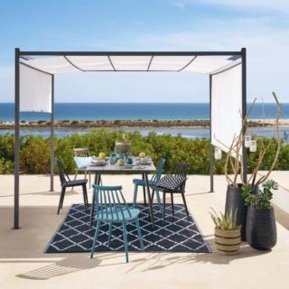 pergola tendaggio poliestere ecru struttura metallo grigio malaga maisons du monde pergola tendaggio poliestere ecru struttura metallo grigio malaga maisons du monde