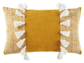 cuscino colorato decorativo rettangolare nappine bianche rivestimento cotone giallo zafferano limana maisons du monde cuscino colorato decorativo rettangolare nappine bianche rivestimento cotone giallo zafferano limana maisons du monde
