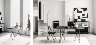 tavolo consolle allungabile chiuso gambe acciaio tondo piano laminato ecologico scuro hermes pezzani tavolo consolle allungabile chiuso gambe acciaio tondo piano laminato ecologico scuro hermes pezzani