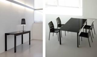 tavolo consolle allungabile chiuso struttura estruso alluminio sagomato piano vetro mdf nero matrix pedrali tavolo consolle allungabile chiuso struttura estruso alluminio sagomato piano vetro mdf nero matrix pedrali