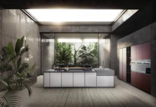 La cucina della collezione Kronos di Arredo3 è completamente Made in Italy e dà vita ad una composizione con uno stile moderno e raffinato, con un design minimale, ma in grado di garantire la massima efficienza. La grande isola centrale è attrezzata con la zona cottura e con un grande lavello posizionato lateralmente. Le ante lisce bianche hanno il telaio in alluminio e sono dotate di una maniglia integrata. www.arredo3.it  Fuorisalone, Arredo3 Store Milano-Solferino, via San Marco 1, Milano