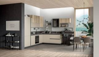 Dimensioni contenute per Kaya della linea Art di Stosa, il modello che si sviluppa ad angolo e termina lateralmente con un bancone snack “bonsai” che permette di organizzare un angolo home office. Le basi, le colonne e i pensili hanno le ante in nobilitato opaco nella finitura Vanilla Ice e termostrutturato Tropea effetto legno; il piano è in Laminato Agate con un aspetto materico. I vani a giorno Metal Frame decorano la parete. Un modulo base da 60 cm, prezzo a partire da 133 euro + IVA. www.stosacucine.com Dimensioni contenute per Kaya della linea Art di Stosa, il modello che si sviluppa ad angolo e termina lateralmente con un bancone snack “bonsai” che permette di organizzare un angolo home office. Le basi, le colonne e i pensili hanno le ante in nobilitato opaco nella finitura Vanilla Ice e termostrutturato Tropea effetto legno; il piano è in Laminato Agate con un aspetto materico. I vani a giorno Metal Frame decorano la parete. Un modulo base da 60 cm, prezzo a partire da 133 euro + IVA. www.stosacucine.com