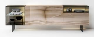 La madia 36e8 Glass di Lago, design Daniele Lago, ha i frontali in XGlass nella finitura Onice Opaco che ricorda il marmo e la struttura in laccato Iuta. I contenitori Glass, che permettono di esporre libri e oggetti, e i supporti in vetro Fumé Grigio la rendono leggera. I moduli in vetro sono enfatizzati dalla presenza di un sistema di illuminazione integrato che dà vita a suggestivi giochi di luce. Misura L 239,2 x P 40,6 x H 75,3 cm. www.lago.it La madia 36e8 Glass di Lago, design Daniele Lago, ha i frontali in XGlass nella finitura Onice Opaco che ricorda il marmo e la struttura in laccato Iuta. I contenitori Glass, che permettono di esporre libri e oggetti, e i supporti in vetro Fumé Grigio la rendono leggera. I moduli in vetro sono enfatizzati dalla presenza di un sistema di illuminazione integrato che dà vita a suggestivi giochi di luce. Misura L 239,2 x P 40,6 x H 75,3 cm. www.lago.it