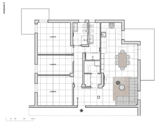 Con cucina più stretta e divano sistemato ad angolo Con cucina più stretta e divano sistemato ad angolo