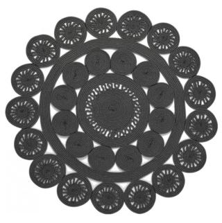 tappeto esterno rotondo corda nautica intrecciata ricamo alyssa black grey sitap tappeto esterno rotondo corda nautica intrecciata ricamo alyssa black grey sitap