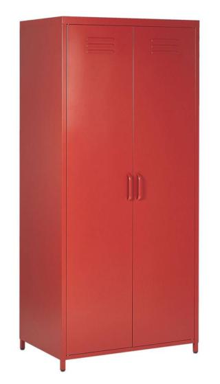 Rosso lacca per l'armadietto Varna di Beliani completamente realizzato in acciaio cromato trattato a polvere. Le ante a battente sono dotate di fori per l'aria; internamente sono presenti tre ripiani rimovibili. Trova posto nella camera da letto dei ragazzi, nello studio, ma anche in cucina o in bagno.  Misura L 76 x P 50 x H 171 cm. Prezzo 229,99 euro. www.beliani.it Rosso lacca per l'armadietto Varna di Beliani completamente realizzato in acciaio cromato trattato a polvere. Le ante a battente sono dotate di fori per l'aria; internamente sono presenti tre ripiani rimovibili. Trova posto nella camera da letto dei ragazzi, nello studio, ma anche in cucina o in bagno.  Misura L 76 x P 50 x H 171 cm. Prezzo 229,99 euro. www.beliani.it