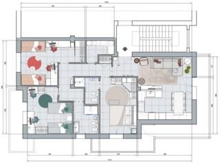 ricavare 3 camere doppie e 2 bagni pianta di progetto