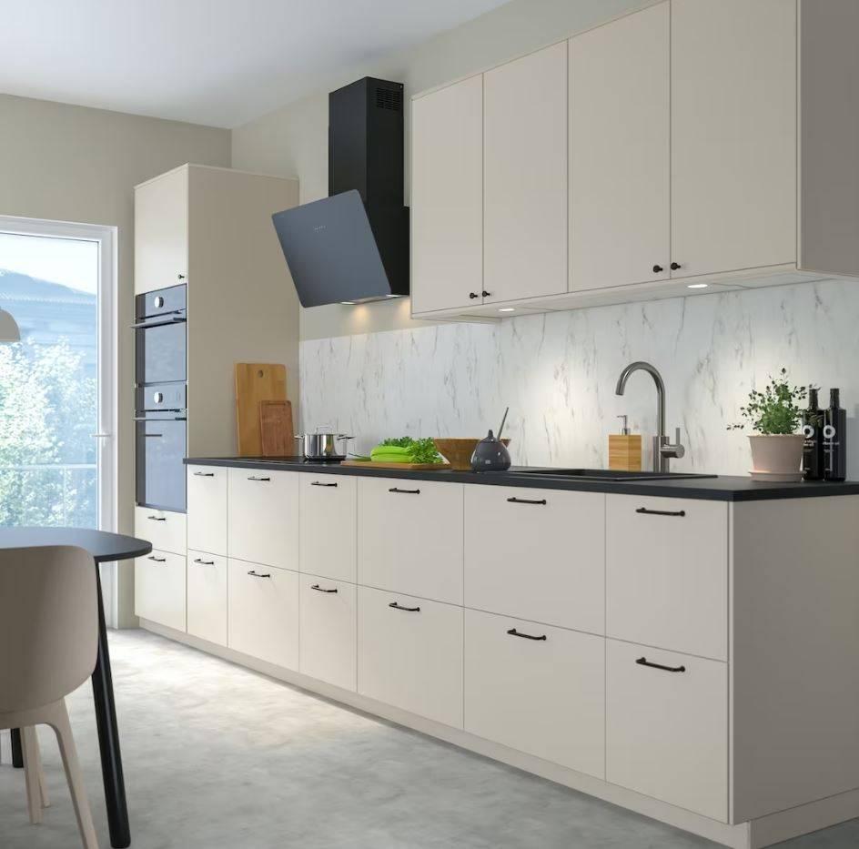 Cucina completa di elettrodomestici (forno, lavandino, cappa cottura)  design lineare - effetto eucalipto grigio- Dimensioni: cm. 240 x 60 x 240-  frigo a destra : : Casa e cucina
