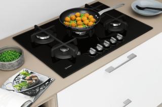 È realizzato in vetro  nero il piano cottura  a gas ING 72T/BK  di Indesit con 5 bruciatori e posizione dei comandi frontali a manopole.  Misura L 73 x P 51 cm.  Prezzo da rivenditore.  www.indesit.it È realizzato in vetro  nero il piano cottura  a gas ING 72T/BK  di Indesit con 5 bruciatori e posizione dei comandi frontali a manopole.  Misura L 73 x P 51 cm.  Prezzo da rivenditore.  www.indesit.it