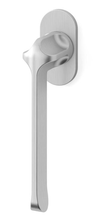 MM80, design Marcello Morandini, maniglia coordinata per finestra finitura nickel satinato