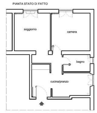 pianta stato di fatto 55 mq bilocale con soggiorno e cucina da unire pianta stato di fatto 55 mq bilocale con soggiorno e cucina da unire