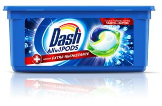 Le Pods per bucato Dash Allin1 + Azione Extra-Igienizzante sono dotate di un design multi-scomparto che mantiene gli ingredienti stabili e separati fino al lavaggio, garantendo un potere pulente superconcentrato. La pellicola si dissolve completamente al contatto con l’acqua e rilascia gli ingredienti che sono in grado di rimuovere una vastissima quantità di macchie. La confezione contiene 24 capsule, prezzo 9,5 euro. www.it.pg.com Le Pods per bucato Dash Allin1 + Azione Extra-Igienizzante sono dotate di un design multi-scomparto che mantiene gli ingredienti stabili e separati fino al lavaggio, garantendo un potere pulente superconcentrato. La pellicola si dissolve completamente al contatto con l’acqua e rilascia gli ingredienti che sono in grado di rimuovere una vastissima quantità di macchie. La confezione contiene 24 capsule, prezzo 9,5 euro. www.it.pg.com