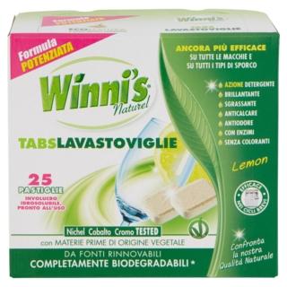 Le pastiglie per lavastoviglie di Winni’s hanno una formula ricca di materie prime di origine vegetale e di ossigeno attivo e enzimi senza coloranti efficaci contro unto e sporco ostinato. Efficaci già a basse temperature e anche nei cicli brevi, hanno un involucro idrosolubile e sono già pronte all’uso. Il formato da 25 tabs, prezzo 4,59 euro. www.winnies.it Le pastiglie per lavastoviglie di Winni’s hanno una formula ricca di materie prime di origine vegetale e di ossigeno attivo e enzimi senza coloranti efficaci contro unto e sporco ostinato. Efficaci già a basse temperature e anche nei cicli brevi, hanno un involucro idrosolubile e sono già pronte all’uso. Il formato da 25 tabs, prezzo 4,59 euro. www.winnies.it