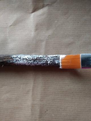 Dipingete leggermente i rami con il colore acrilico non diluito. Dipingete leggermente i rami con il colore acrilico non diluito.