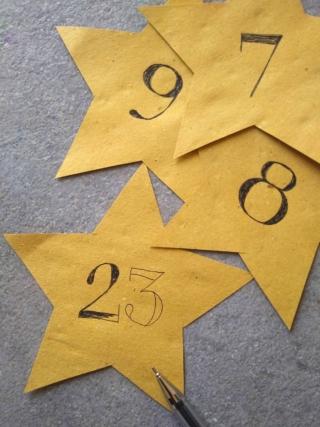 Scrivete i numeri sulle stelle da 1 a 24 con una pena o pennarello nero.