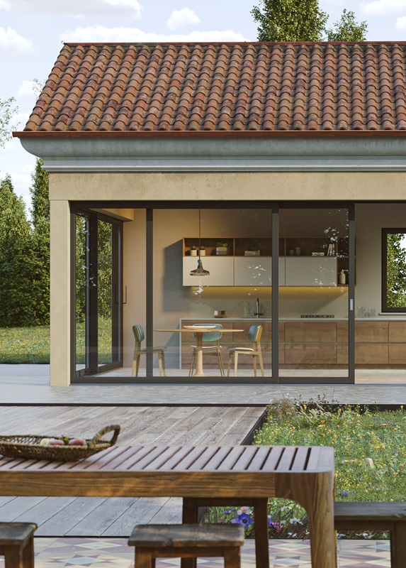 I profili in pvc dell’alzante scorrevole Vekamotion 82 di Veka hanno resistenti rinforzi in acciaio che permettono di realizzare grandi ante. La soglia è a pavimento, soluzione che non crea ostacoli nel passaggio e annulla le barriere. Può montare vetrocamera fino allo spessore fino a 54 mm, isolando maggiormente gli ambienti. Trasmittanza termica Uw 1,4 W/m²K. La superficie può essere laccata ultra opaca Veka Spectral, sia colorata che effetto legno. www.veka.it I profili in pvc dell’alzante scorrevole Vekamotion 82 di Veka hanno resistenti rinforzi in acciaio che permettono di realizzare grandi ante. La soglia è a pavimento, soluzione che non crea ostacoli nel passaggio e annulla le barriere. Può montare vetrocamera fino allo spessore fino a 54 mm, isolando maggiormente gli ambienti. Trasmittanza termica Uw 1,4 W/m²K. La superficie può essere laccata ultra opaca Veka Spectral, sia colorata che effetto legno. www.veka.it