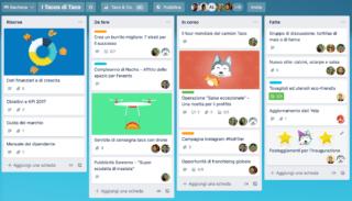 Trello è un tool che consente di gestire in modo facile, flessibile e gratuito i progetti e organizzare ogni task. Rende semplice e produttiva la collaborazione e consente di creare bacheche per ogni progetto, schede per i task, coinvolgere i membri del team, condividere file, comunicare, senza perdere traccia di nulla. Per le funzioni avanzate sono previsti piani di abbonamento a partire da circa 8,50 euro al mese. www.trello.com Trello è un tool che consente di gestire in modo facile, flessibile e gratuito i progetti e organizzare ogni task. Rende semplice e produttiva la collaborazione e consente di creare bacheche per ogni progetto, schede per i task, coinvolgere i membri del team, condividere file, comunicare, senza perdere traccia di nulla. Per le funzioni avanzate sono previsti piani di abbonamento a partire da circa 8,50 euro al mese. www.trello.com