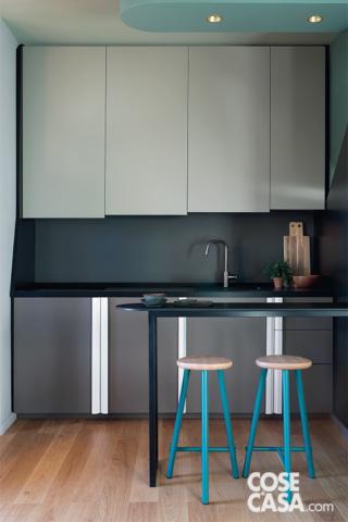 cucina monolocale con banco snack slim, a penisola cucina monolocale con banco snack slim, a penisola