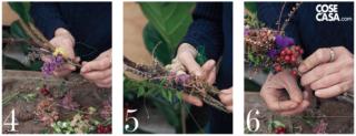 Tenendo bel saldo il bastoncino, procedere attaccando sopra gli steli dei fiori