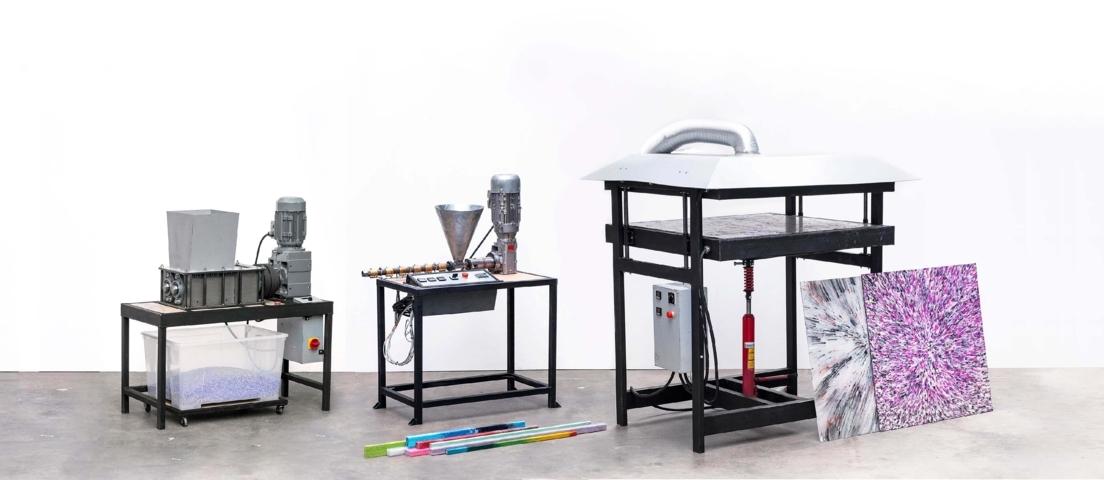 Macchinari per la lavorazione della plastica di Precious Plastic, courtesy of Precious Plastic Macchinari per la lavorazione della plastica di Precious Plastic, courtesy of Precious Plastic