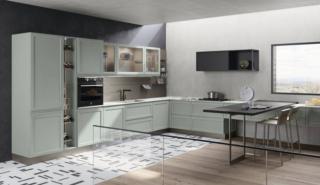 Una fresca colorazione verde fiordo per la cucina Selma di CREO Kitckens che ha le ante in legno massello con la presa maniglia incorporata nella parte superiore del telaio. Il forno è posizionato lateralmente, nei moduli a colonna che aumentano la capacità di contenimento. I pensili a vetri illuminano la composizione. Un modulo base da 60 cm senza top, prezzo 316 euro + IVA.    www.creokitchens.it Una fresca colorazione verde fiordo per la cucina Selma di CREO Kitckens che ha le ante in legno massello con la presa maniglia incorporata nella parte superiore del telaio. Il forno è posizionato lateralmente, nei moduli a colonna che aumentano la capacità di contenimento. I pensili a vetri illuminano la composizione. Un modulo base da 60 cm senza top, prezzo 316 euro + IVA.    www.creokitchens.it