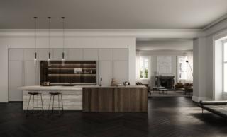 Grande e imponente l'isola della composizione New Factory di Key Cucine: è realizzata in pregiato marmo Travertino con anta a cornice in Rovere Gold e attrezzata con un lavello incastonato nel top e con un'ampia zona cottura a filo. L'armadiatura con le ante a tutta altezza in laccato opaco alleggerisce l'ambiente. www.keycucine.com Grande e imponente l'isola della composizione New Factory di Key Cucine: è realizzata in pregiato marmo Travertino con anta a cornice in Rovere Gold e attrezzata con un lavello incastonato nel top e con un'ampia zona cottura a filo. L'armadiatura con le ante a tutta altezza in laccato opaco alleggerisce l'ambiente. www.keycucine.com