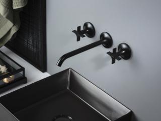 DIAMETRO35 CROSS: Gruppo a tre fori ad incasso per lavabo, finitura black