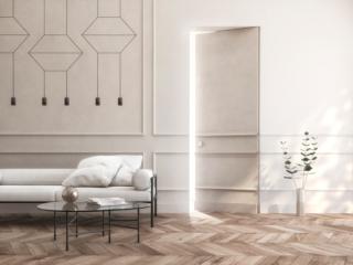 Cans, flush-to-the-wall door with boiserie Cans, flush-to-the-wall door with boiserie