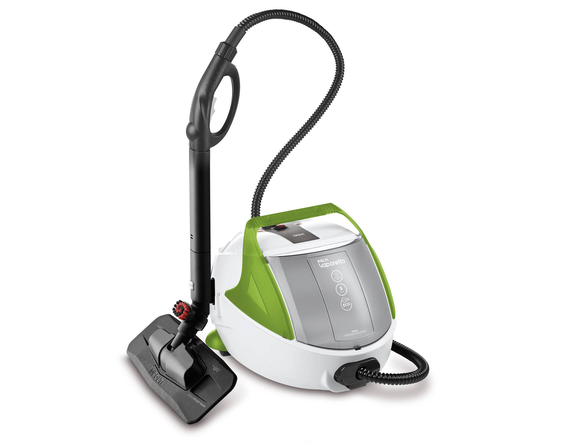 Il pulitore a vapore Vaporetto Pro 8X Eco Plus di Polti ha una caldaia che può raggiungere fino a 5 BAR, perfetto per la cura di tutte le superfici. Può essere rabboccato in qualsiasi momento con semplice acqua di rubinetto, ha potenza di 1.900 watt, ed è agevole da utilizzare perché il panno si applica e toglie facilmente senza dover usare le mani. Nel vano anteriore è possibile riporre i diversi  accessori ed averli così sempre a portata di mano. Misura L 31 x P 44,5 x H 30,5 cm. Prezzo da 349 euro. www.polti.it Il pulitore a vapore Vaporetto Pro 8X Eco Plus di Polti ha una caldaia che può raggiungere fino a 5 BAR, perfetto per la cura di tutte le superfici. Può essere rabboccato in qualsiasi momento con semplice acqua di rubinetto, ha potenza di 1.900 watt, ed è agevole da utilizzare perché il panno si applica e toglie facilmente senza dover usare le mani. Nel vano anteriore è possibile riporre i diversi  accessori ed averli così sempre a portata di mano. Misura L 31 x P 44,5 x H 30,5 cm. Prezzo da 349 euro. www.polti.it