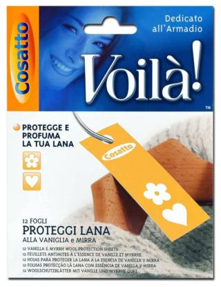 I 12 Foglietti all’essenza di Vaniglia e Mirra, proteggono, rinfrescano e profumano abiti e tessuti. Per armadi, cassetti e piccoli ambienti, si possono usare uno o più foglietti a seconda delle dimensioni e dell’intensità di profumazione desiderata. Atossici, non macchiano i capi. Prezzo 2,55 euro. www.cosatto.it I 12 Foglietti all’essenza di Vaniglia e Mirra, proteggono, rinfrescano e profumano abiti e tessuti. Per armadi, cassetti e piccoli ambienti, si possono usare uno o più foglietti a seconda delle dimensioni e dell’intensità di profumazione desiderata. Atossici, non macchiano i capi. Prezzo 2,55 euro. www.cosatto.it