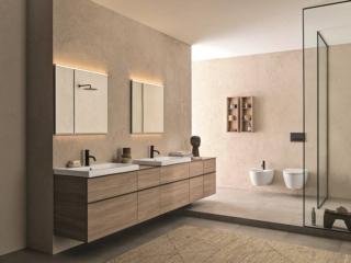 La rivisitazione della collezione iCon di Geberit ne rinnova l’estetica e offre massima libertà di composizione. I mobili sono modulari per adattarsi alle diverse esigenze di spazio e sono in sei finiture, come il noce americano. I sanitari sono disponibili nella nuova finitura opaca, elegante e senza tempo. www.geberit.it La rivisitazione della collezione iCon di Geberit ne rinnova l’estetica e offre massima libertà di composizione. I mobili sono modulari per adattarsi alle diverse esigenze di spazio e sono in sei finiture, come il noce americano. I sanitari sono disponibili nella nuova finitura opaca, elegante e senza tempo. www.geberit.it