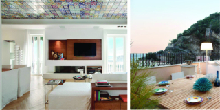 97 mq con soffitto in maiolica e, come tetto, un terrazzo sul mare