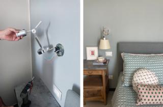 Montaggio luce a parete comodini e lampada montata e comodino