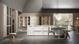 Le ante a telaio, con cornice geometrica a rilievo, in pregiato legno di Rovere della cucina Eclettica 05 di Scandola Mobili ricordano i modelli di una volta; le finiture chiare rendono la zona ariosa e accogliente. La composizione e le linee essenziali la rendono funzionale e contemporanea; le ampie colonne contenitive sono dotate di comode ante retrattili che consentono di attrezzare al meglio l'interno con elettrodomestici, come forni e cantinette, e piani di lavoro aggiuntivi. Un modulo base da 60 cm con anta, prezzo 555 euro. www.scandolamobili.it Le ante a telaio, con cornice geometrica a rilievo, in pregiato legno di Rovere della cucina Eclettica 05 di Scandola Mobili ricordano i modelli di una volta; le finiture chiare rendono la zona ariosa e accogliente. La composizione e le linee essenziali la rendono funzionale e contemporanea; le ampie colonne contenitive sono dotate di comode ante retrattili che consentono di attrezzare al meglio l'interno con elettrodomestici, come forni e cantinette, e piani di lavoro aggiuntivi. Un modulo base da 60 cm con anta, prezzo 555 euro. www.scandolamobili.it