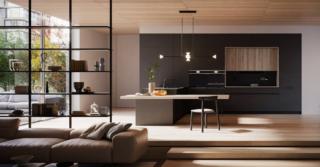 Una colorazione scura per la cucina a penisola progetto 5 “minimal materico”con anta D23 di Doimo Cucine che è caratterizzata dai frontali dei mobili realizzati in laccato Crossed Carbone e dal top in Abitum Metal Black; il piano snack in Synchroface rovere dogato Coriandolo, coordinato con i pensili, ha il supporto in vetro fumé. Prezzo su richiesta. www.doimocucine.com Una colorazione scura per la cucina a penisola progetto 5 “minimal materico”con anta D23 di Doimo Cucine che è caratterizzata dai frontali dei mobili realizzati in laccato Crossed Carbone e dal top in Abitum Metal Black; il piano snack in Synchroface rovere dogato Coriandolo, coordinato con i pensili, ha il supporto in vetro fumé. Prezzo su richiesta. www.doimocucine.com