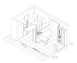 assonometria progetto soluzione D ingresso cucina assonometria progetto soluzione D ingresso cucina