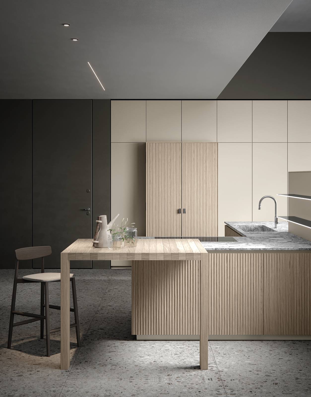 Fa parte della collezione Eclettica di Scandola Mobili che ha gli arredi realizzati in legno massello  di faggio con i frontali e i fianchi Canneté in rovere nella finitura Sand. Il grande armadio dispensa, con le ante Iride laccato Sahara e Canneté, cela al suo interno una cantinetta per i vini, una serie di vani porta oggetti, il forno e una comoda zona di preparazione attrezzata. Un modulo base da 60 cm, prezzo 684 euro + IVA. www.scandolamobili.it Fa parte della collezione Eclettica di Scandola Mobili che ha gli arredi realizzati in legno massello  di faggio con i frontali e i fianchi Canneté in rovere nella finitura Sand. Il grande armadio dispensa, con le ante Iride laccato Sahara e Canneté, cela al suo interno una cantinetta per i vini, una serie di vani porta oggetti, il forno e una comoda zona di preparazione attrezzata. Un modulo base da 60 cm, prezzo 684 euro + IVA. www.scandolamobili.it